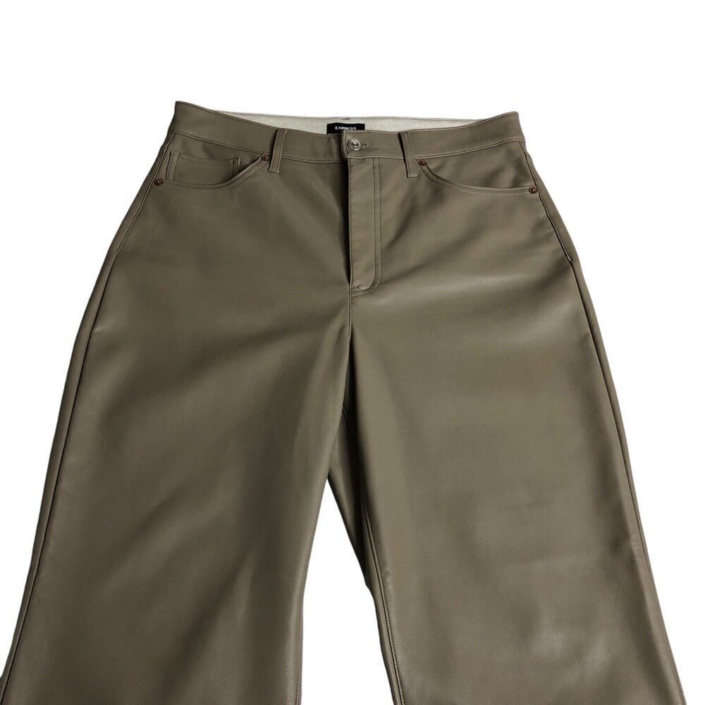 Express Pants Womens‎ 12 Short Tan Faux Leather Modern Straight Super High Rise - Picture 3 of 16